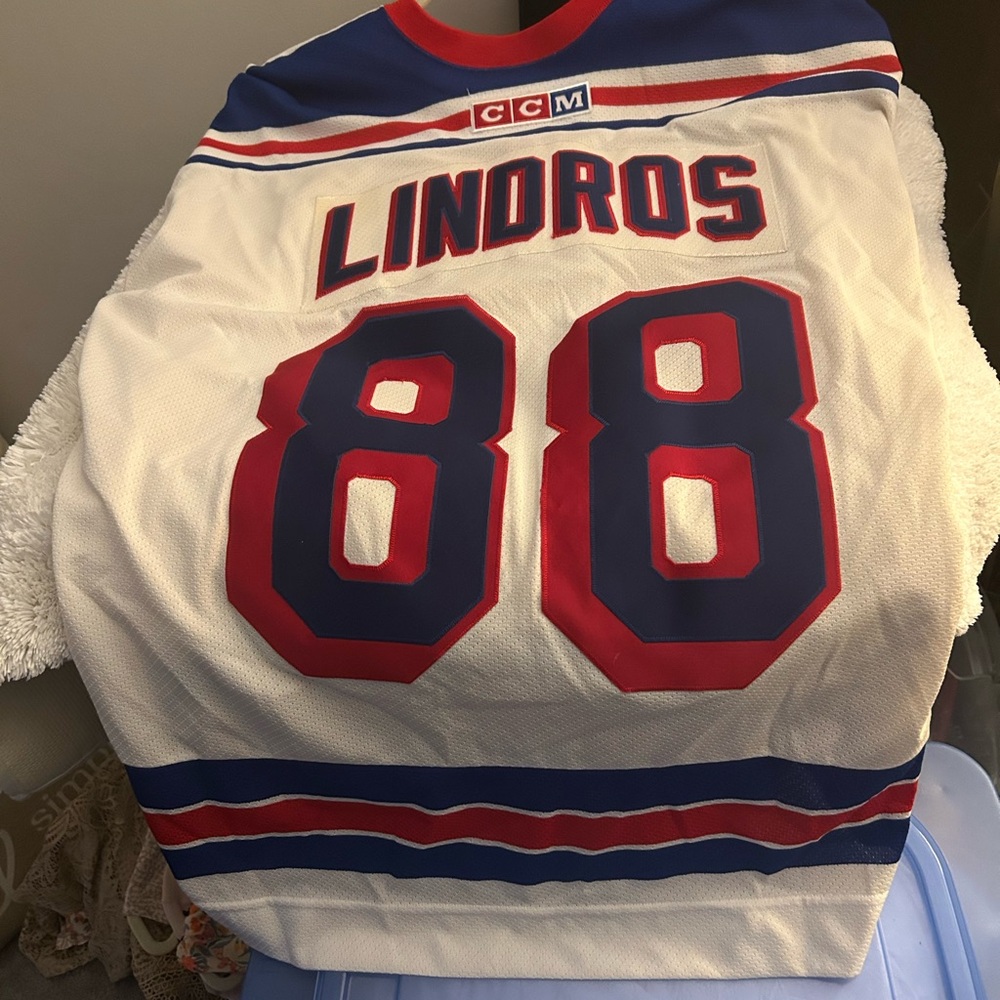CCM White and Blue Hockey Jersey